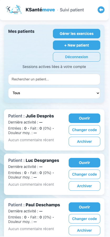 Capture d'écran vue professionnel
